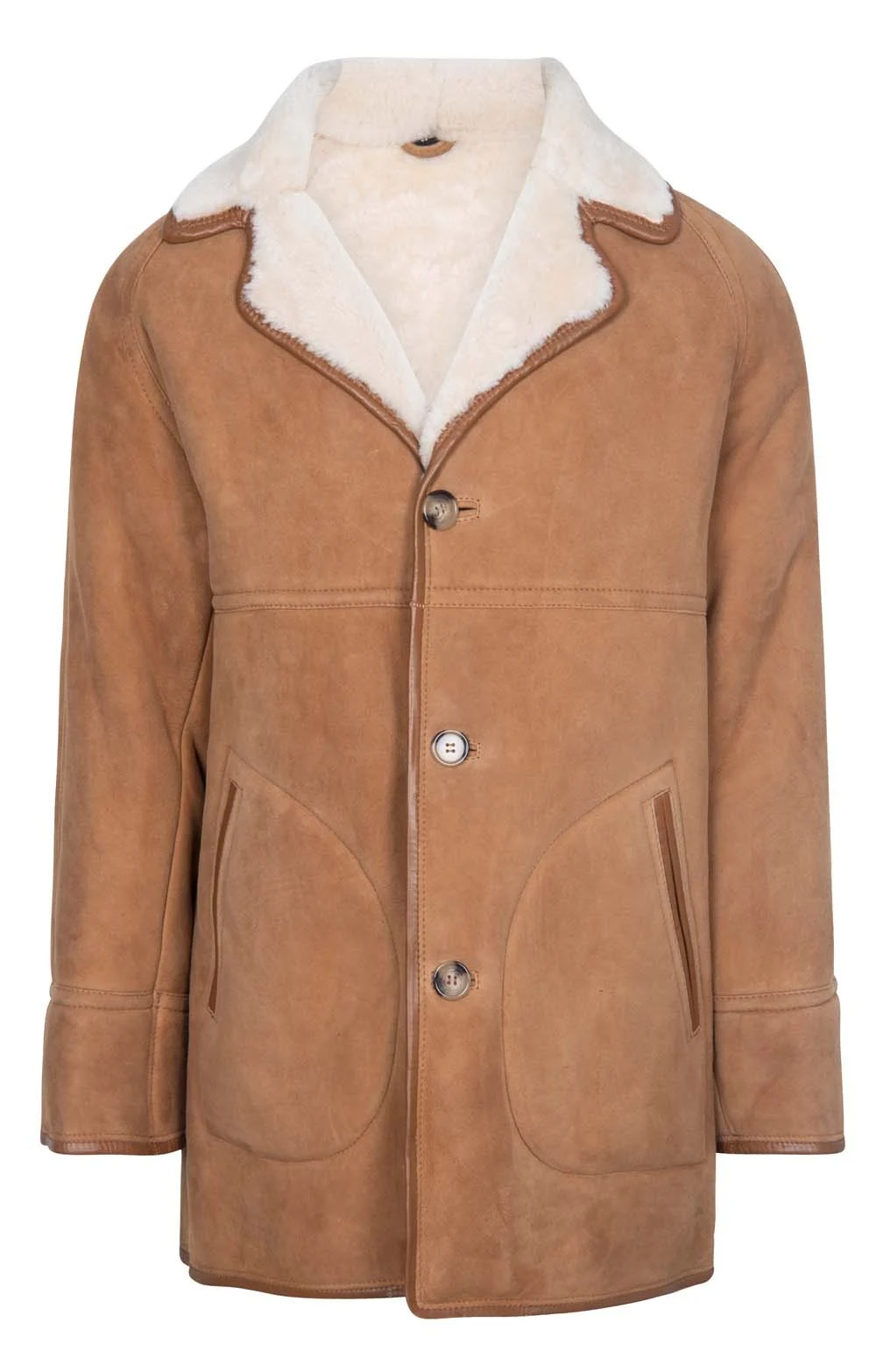 Duke Men's Tan sheepskin Leather Coat