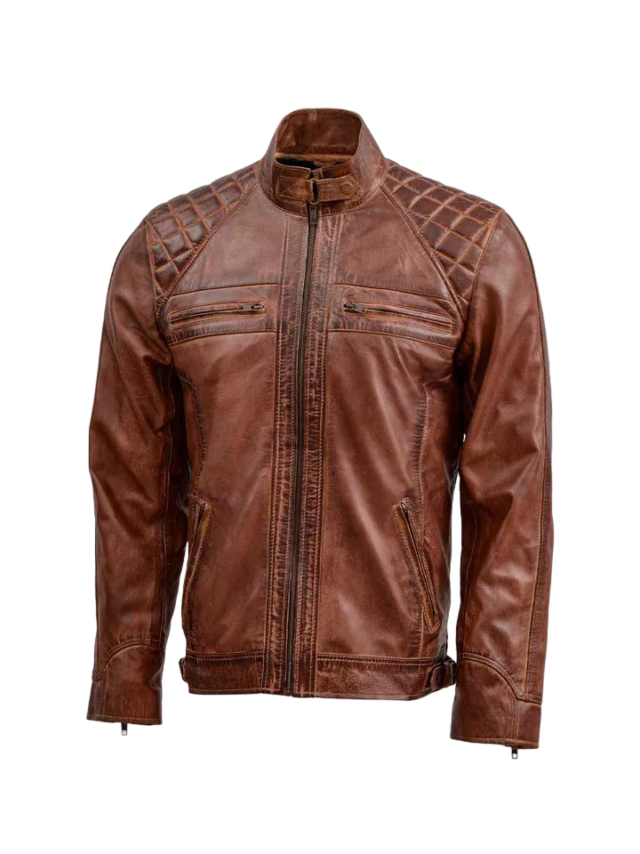 Dylan Men's Brown Biker Leather Jacket