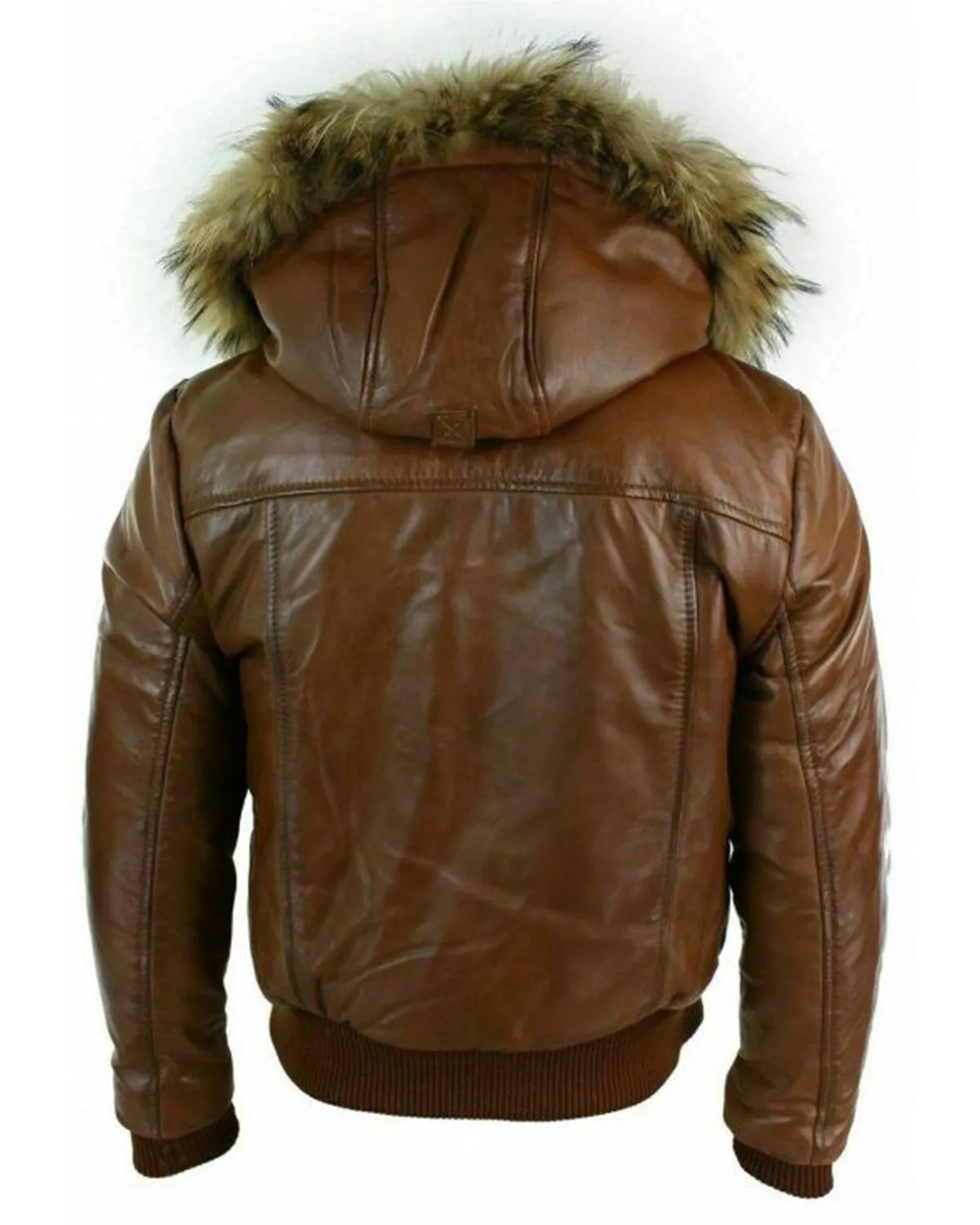 Edmond Men's Brown Hooded Bomber leather jacket