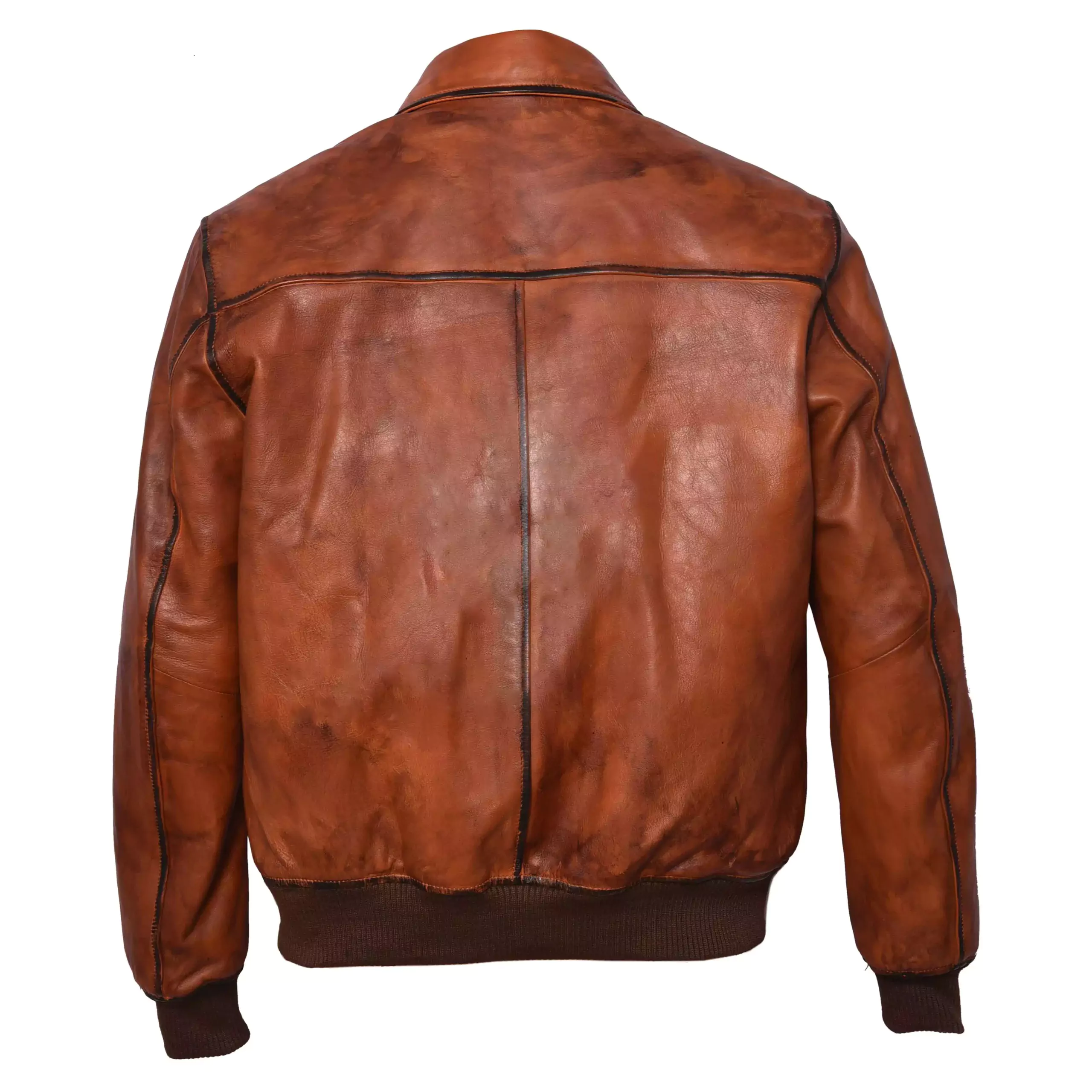 Elmhurst Men's Brown Leather Bomber Jacket