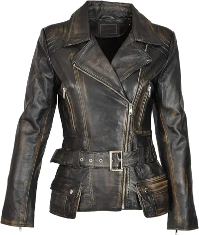Erica Women's Black Vintage Leather Jacket