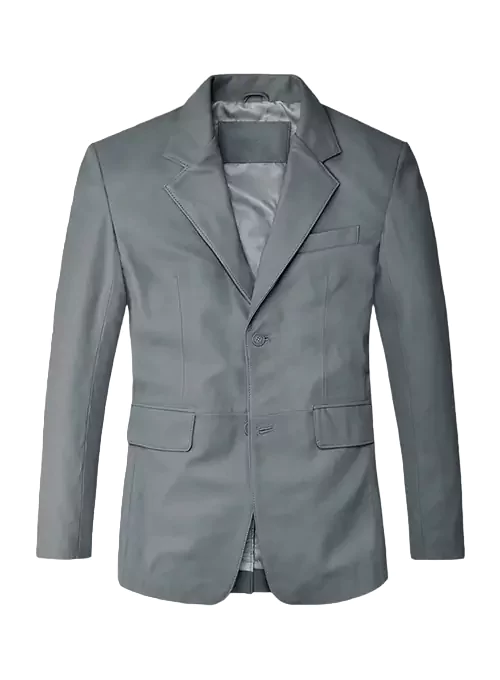 Estrada Men's Grey Leather Blazer