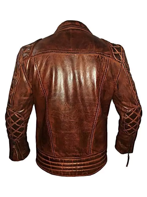 Ewan Men's Brown Vintage Leather Biker Jacket