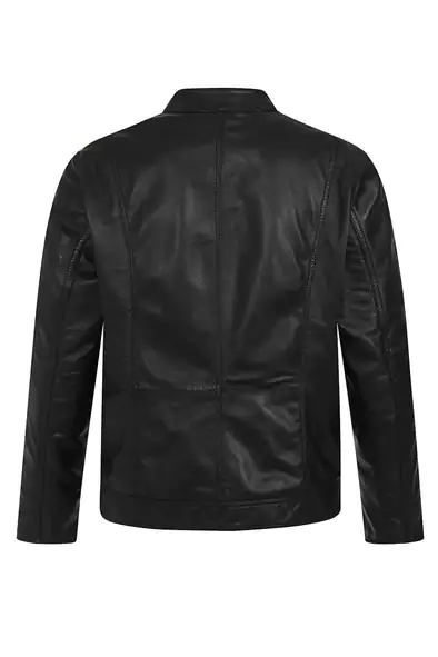 Flint Men's Black Cafe Racer Leather Jacket