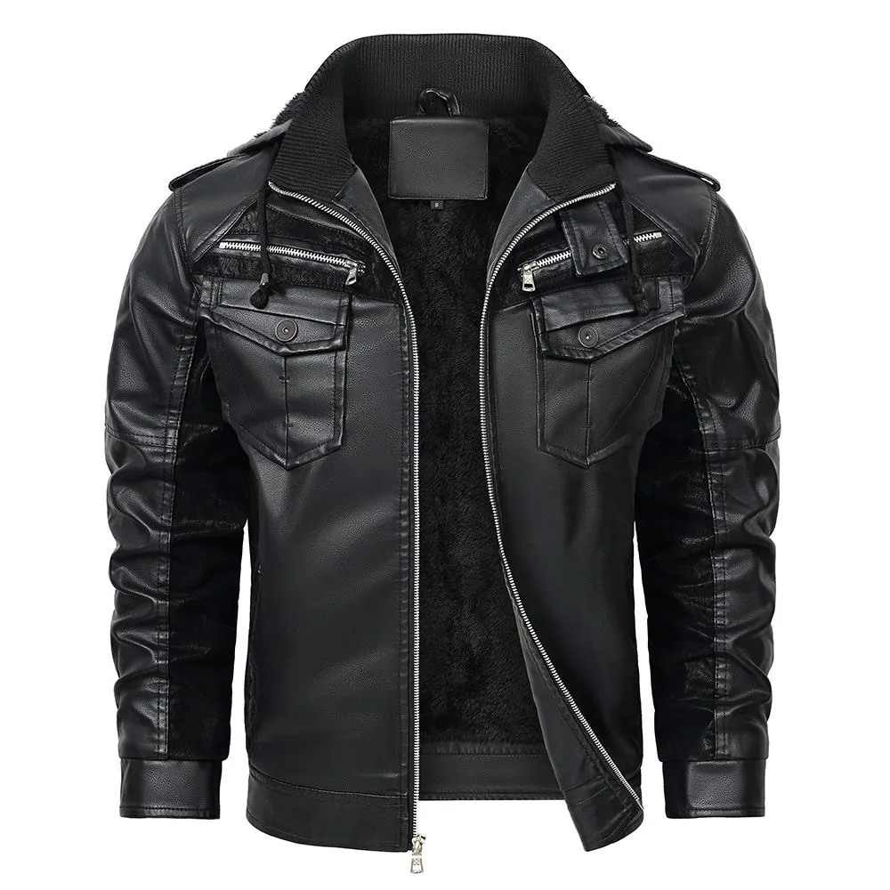 Fred Men's Black Hooded Leather Jacket