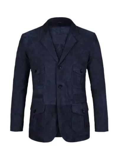 Frederick Men's Blue Leather Blazer