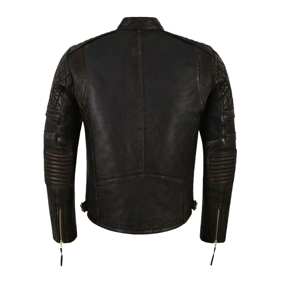 Fuller Men's Black Distressed Leather Biker Jacket