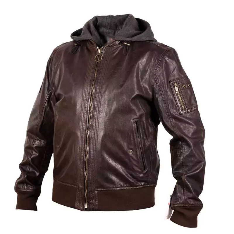 Greeley Men's Dark Brown Hooded Leather Jacket