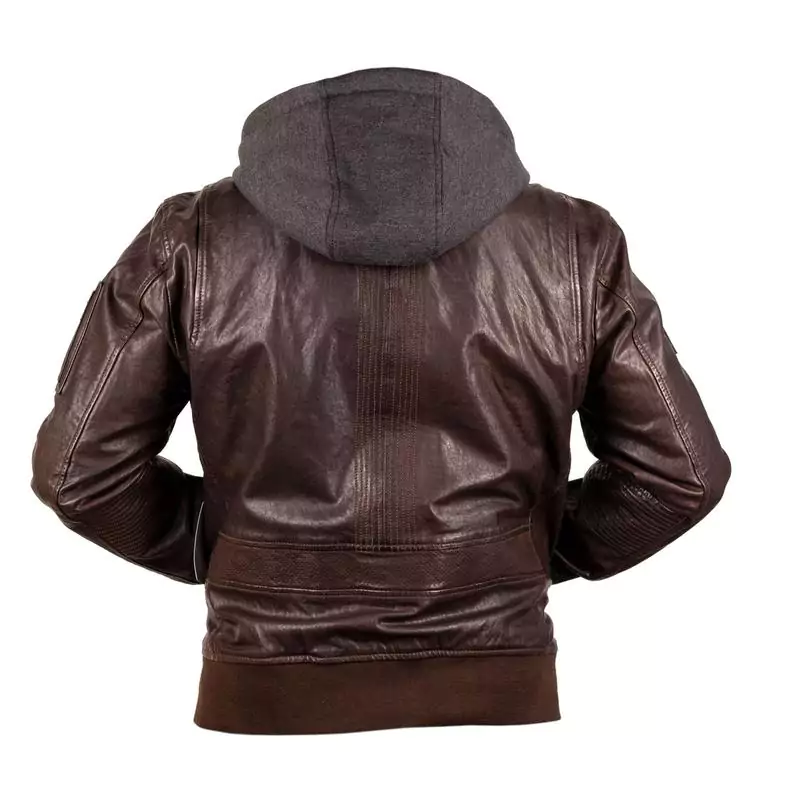 Greeley Men's Dark Brown Hooded Leather Jacket