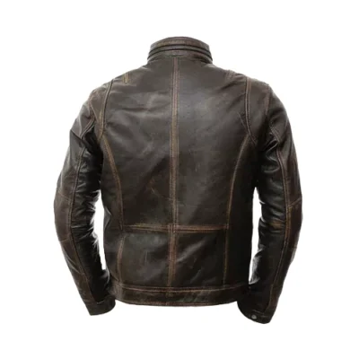 Harrison Men's Distressed Brown Vintage Cafe Racer Jacket