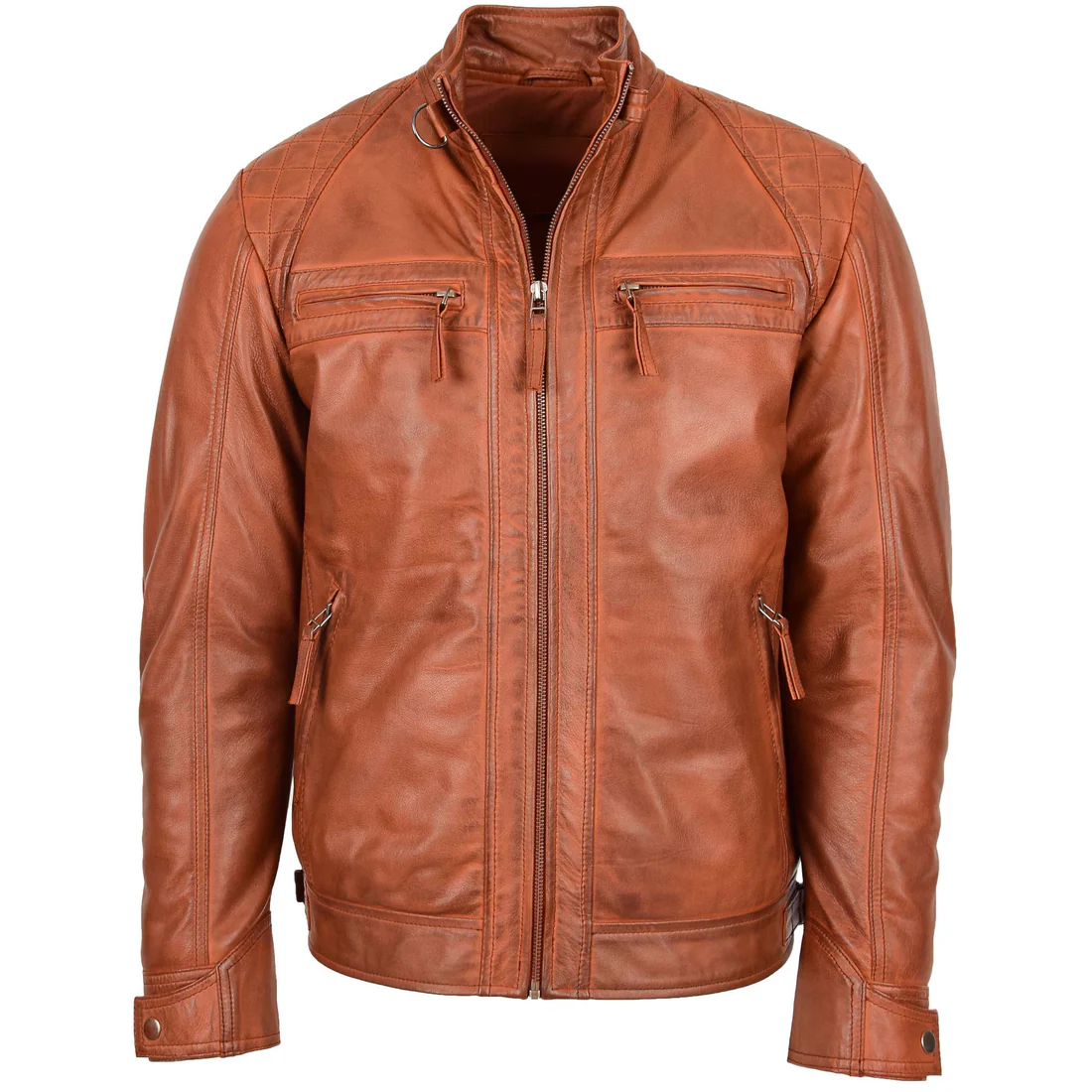 Harvey Men’s Brown Distressed Leather Jacket