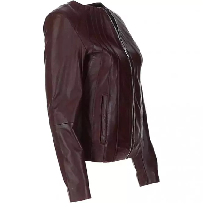 Harwich Ladies Burgundy Leather Jacket