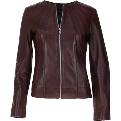Harwich Ladies Burgundy Leather Jacket