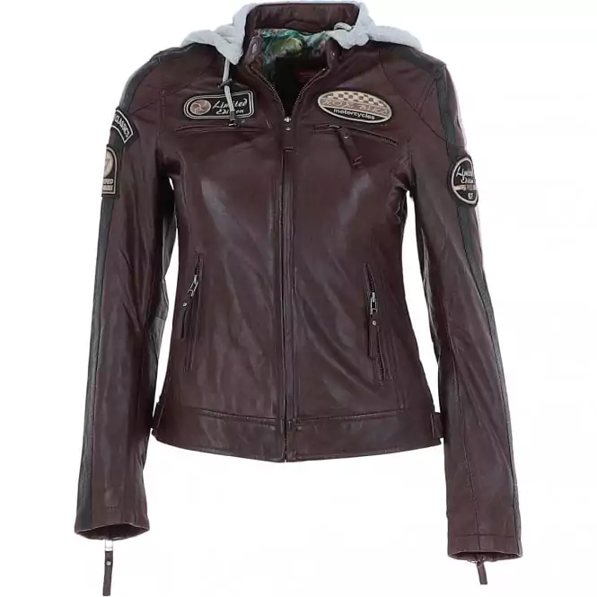 Hayward Women’s Hooded Biker Leather Jacket