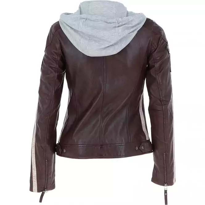 Hayward Women’s Hooded Biker Leather Jacket