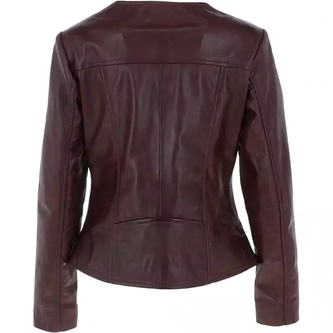 Hazard Women's Burgundy Moto Leather Jacket