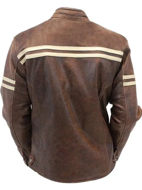 Hewitt Men's Distressed Brown Vintage Leather Jacket