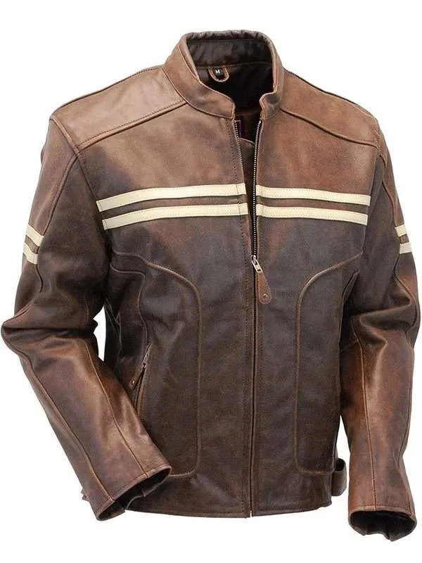 Hewitt Men's Distressed Brown Vintage Leather Jacket