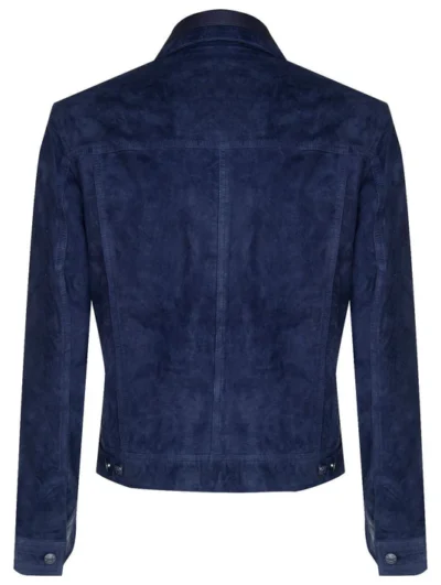 Hinton Men's Navy Blue Suede Leather Shirt