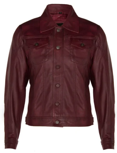 Joplin Men's Burgundy Leather Shirt