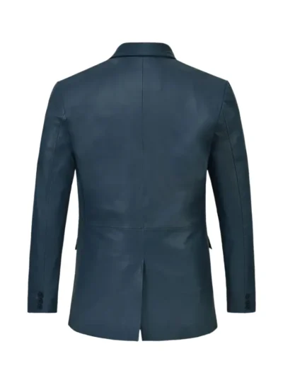 Jorge Men's Navy Blue Leather Blazer