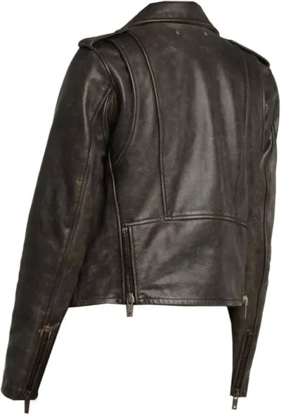 Julie Women's Distressed Black Vintage Leather Jacket