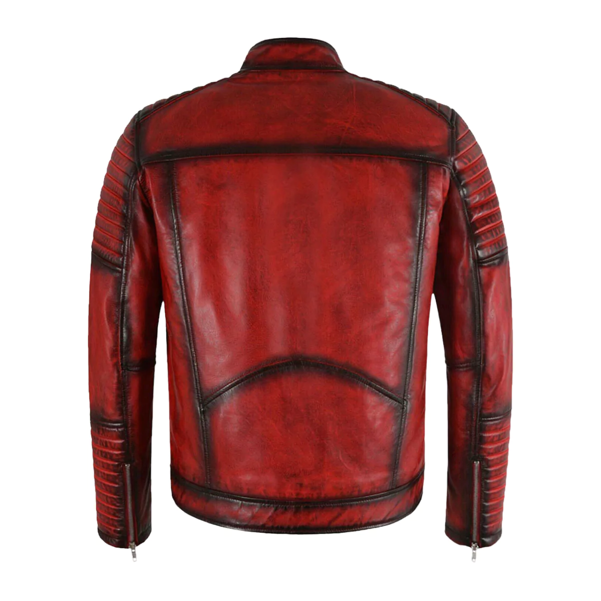 Kyle Men's Red Moto Vintage Leather Jacket