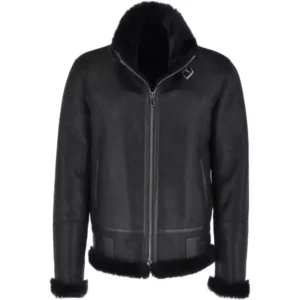 Lenox Men's Black Shearling Flying Jacket