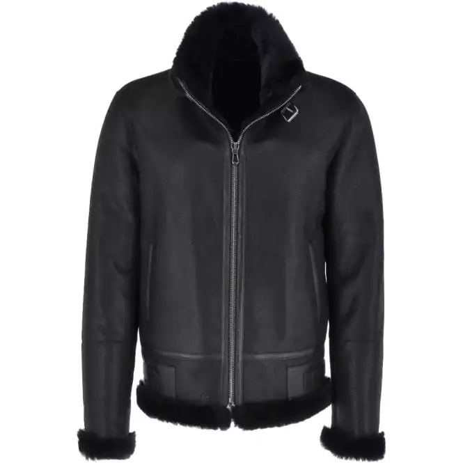 Lenox Men’s Black Shearling Flying Jacket