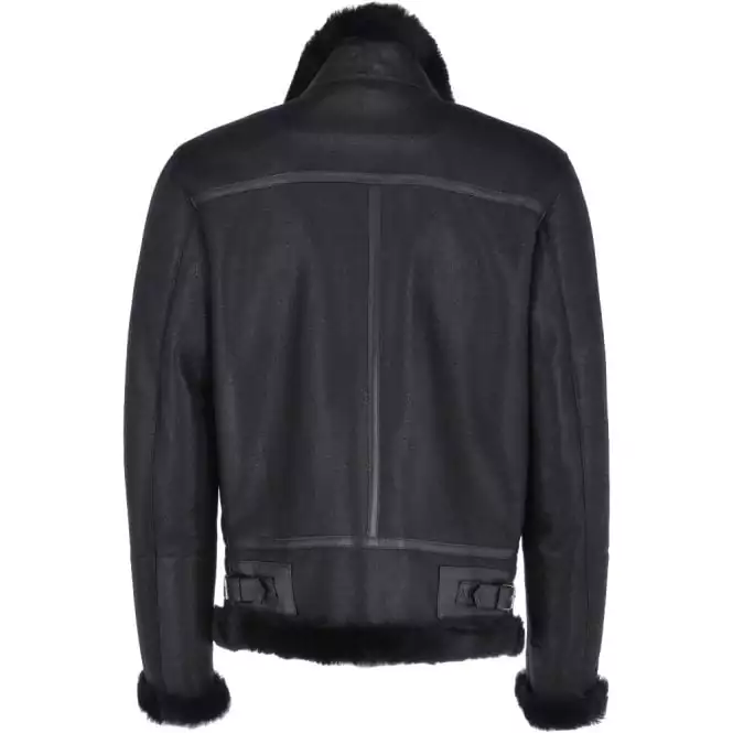 Lenox Men’s Black Shearling Flying Jacket