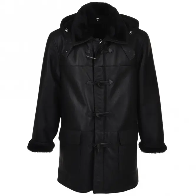 Lewiston Men's Black Sheepskin Leather Coat