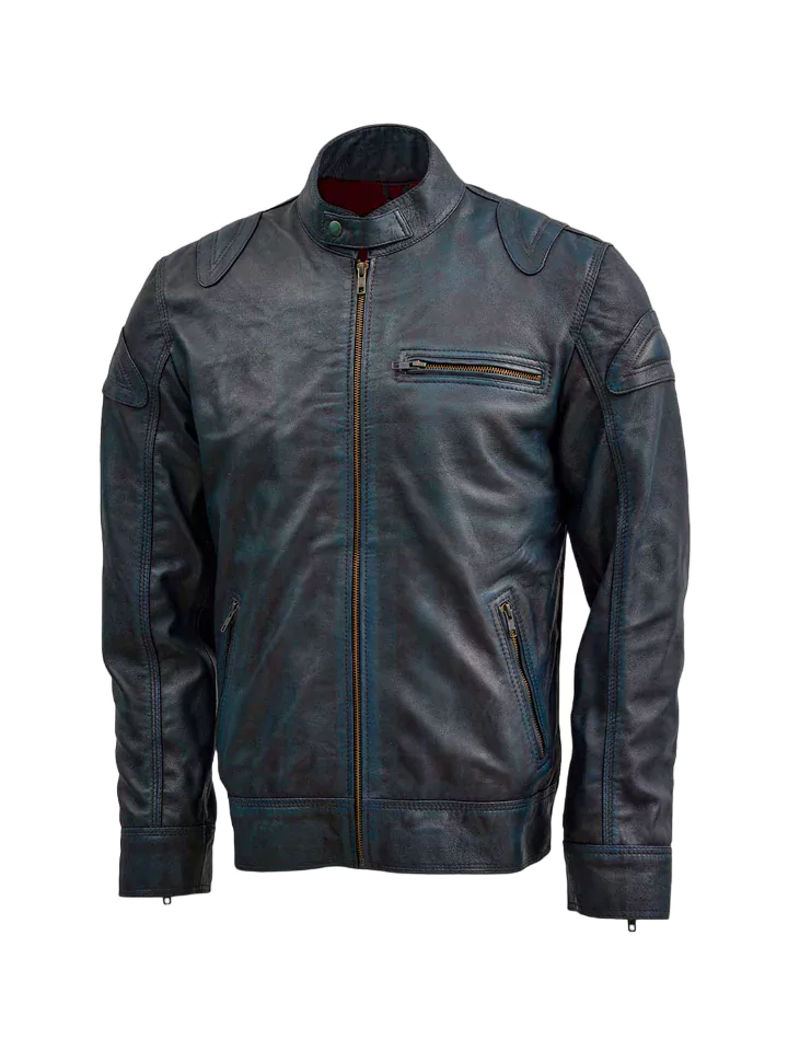 Liam Men's Blue Vintage Leather Jacket