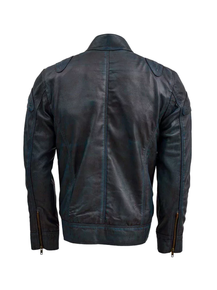 Liam Men's Blue Vintage Leather Jacket