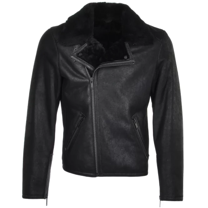 Men's Biker Sheepskin Pilot Leather Jacket