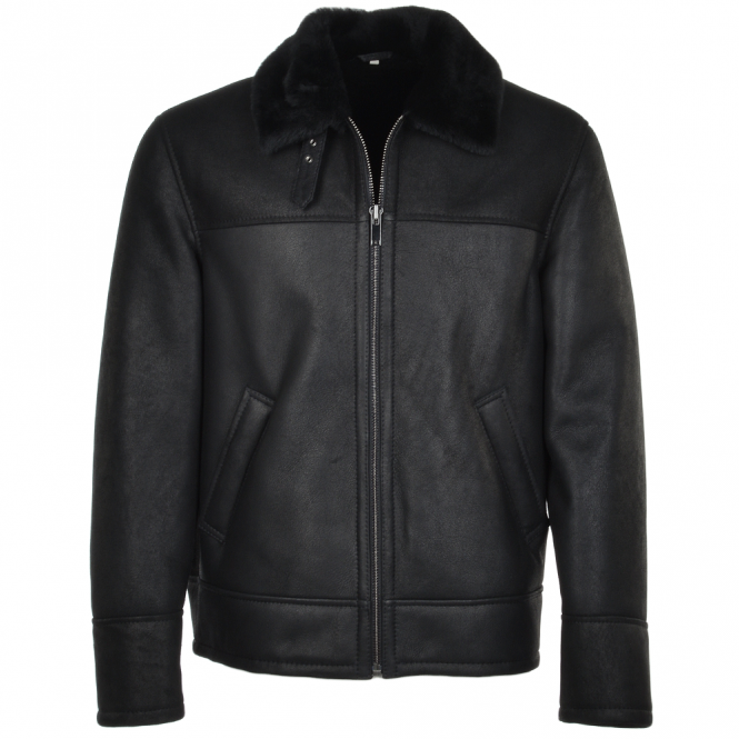 Men's Black Sheepskin Flying Jacket