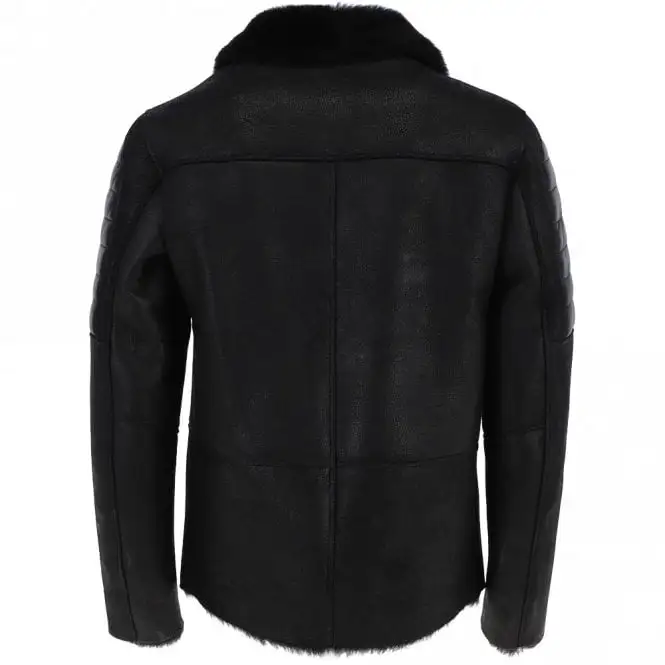 Men's Black Sheepskin Pilot Leather Jacket