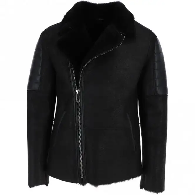 Men's Black Sheepskin Pilot Leather Jacket