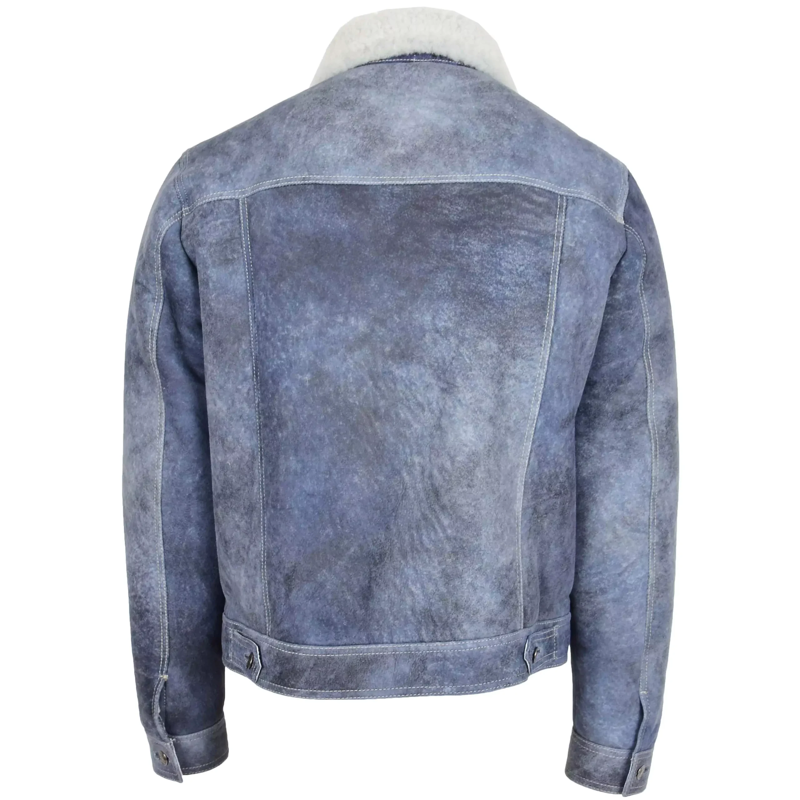 Men's Blue Denim Sky Sheepskin Trucker Jacket