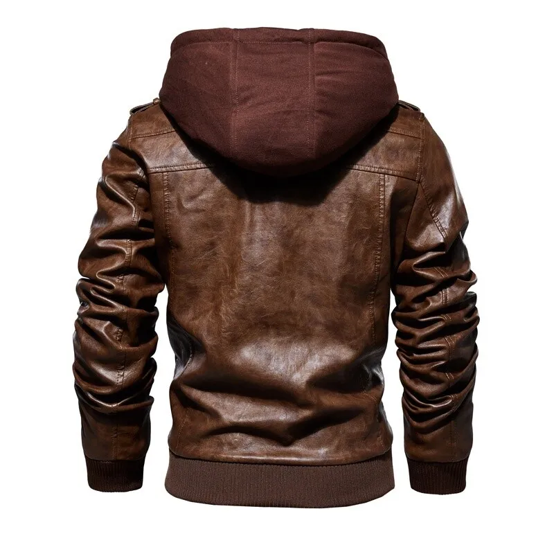 Men's Brown Detachable Hooded Bomber jacket