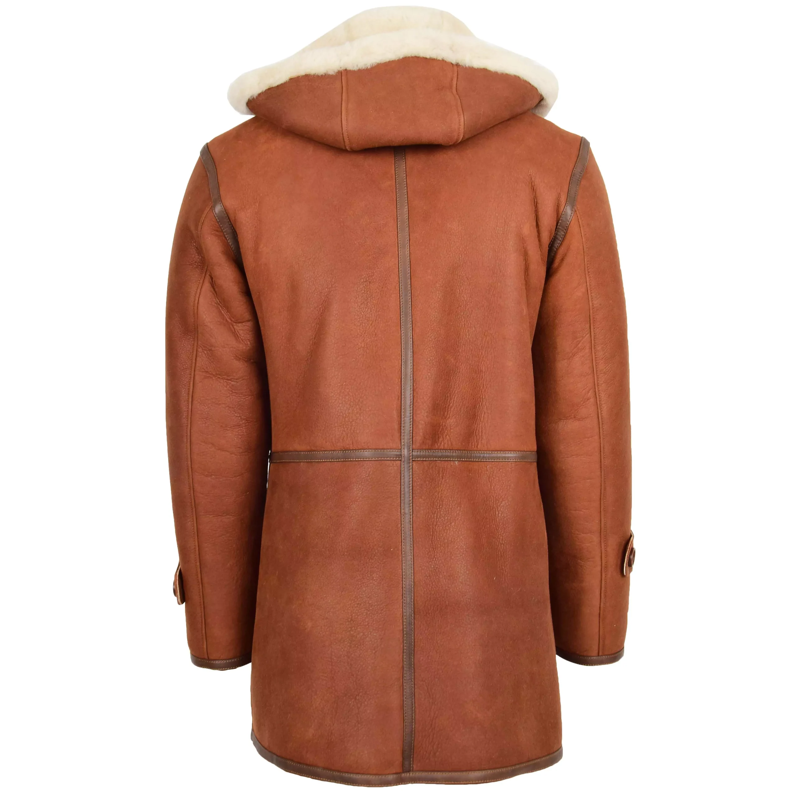 Men's Brown Hooded Sheepskin Duffle Coat