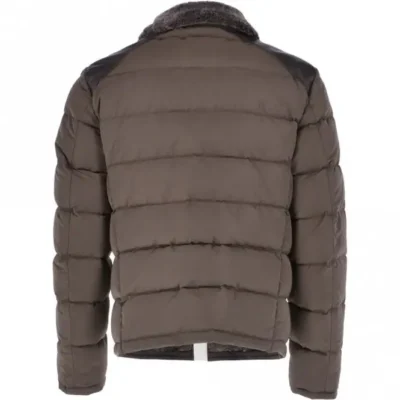 Men's Brown Puffer Sheepskin Leather Jacket