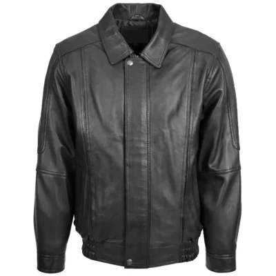 Men's Classic Black Bomber Leather Jacket