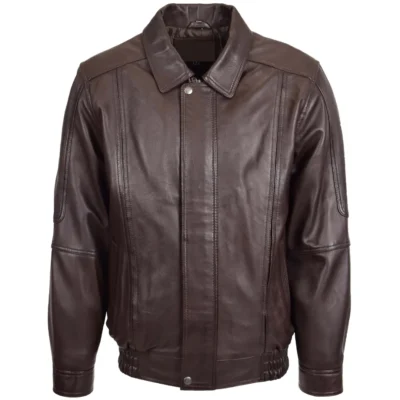 Men's Classic Brown Bomber Leather Jacket
