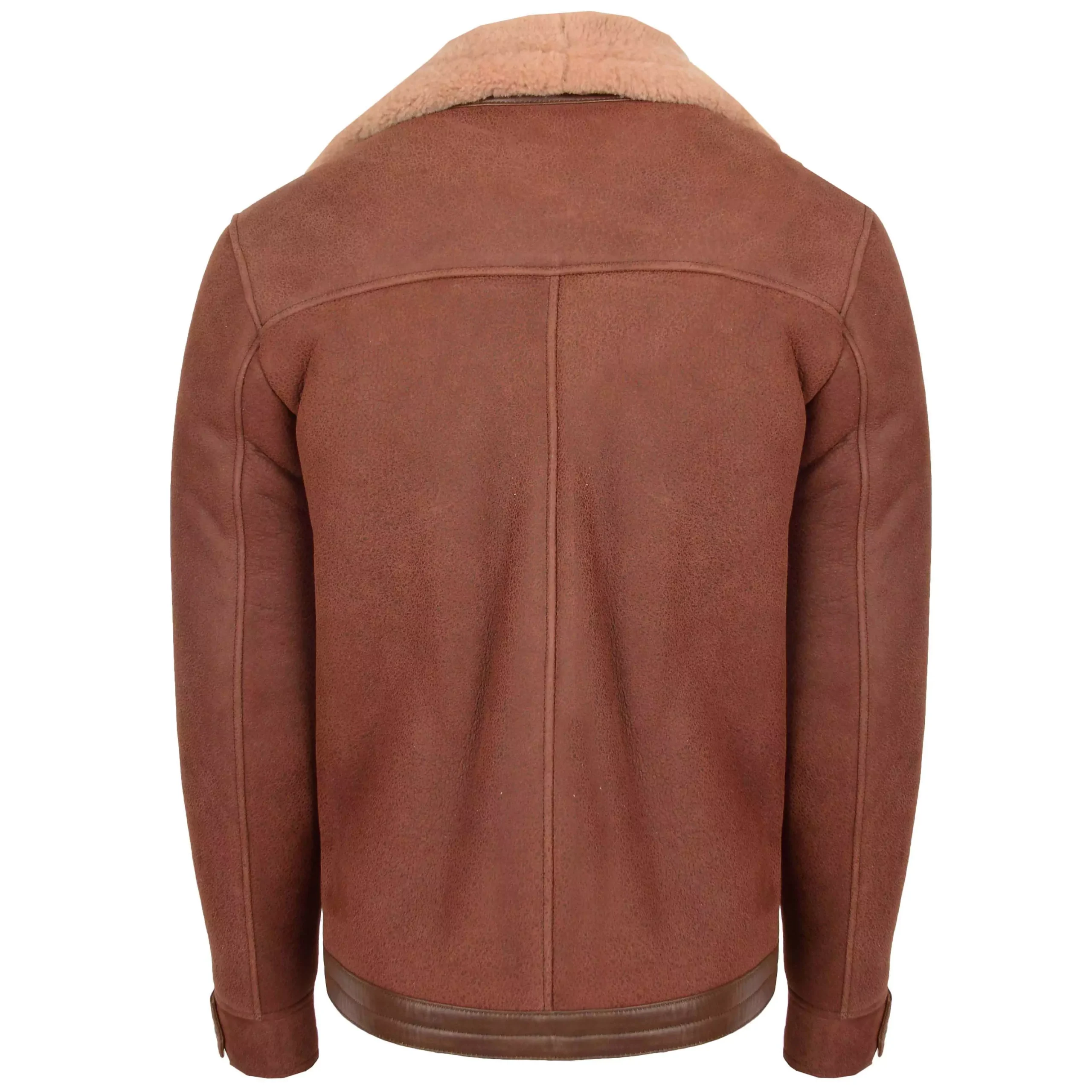 Men's Classic Cross Zip Sheepskin Biker Jacket