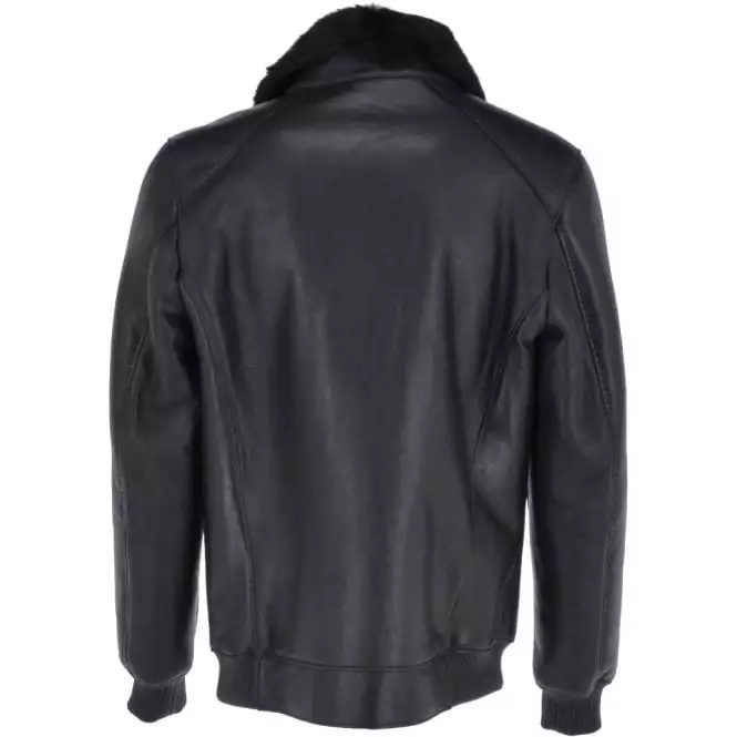 Men’s Black Sheepskin Pilot Bomber Jacket