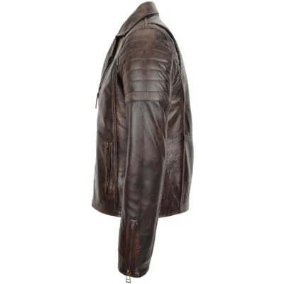 Men's Vintage Brown Rugged Biker Leather Jacket