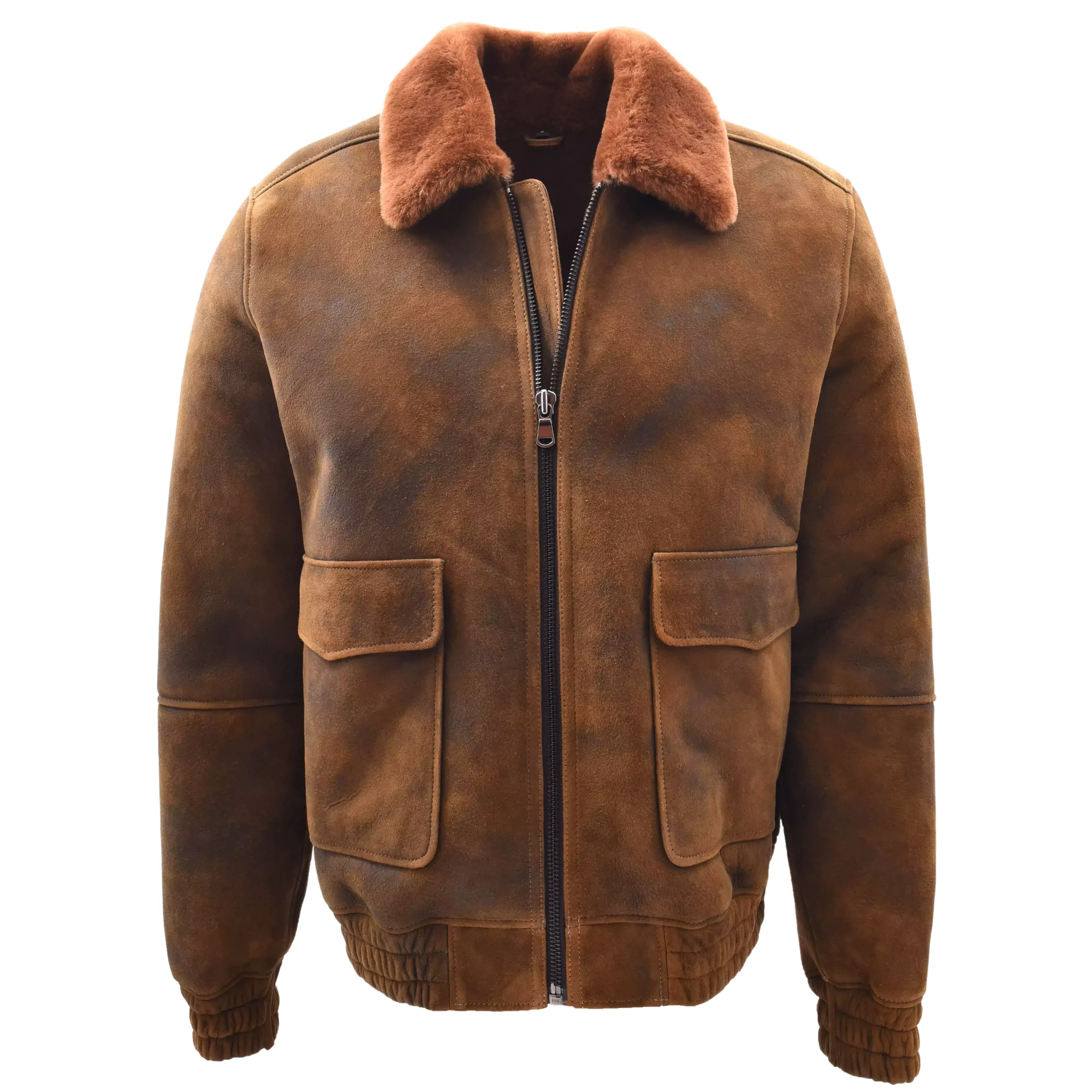 Men's Vintage Brown Sheepskin Flying Shearling Jacket