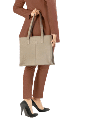 Mildura Women's Grey Leather Zipper Tote Bag