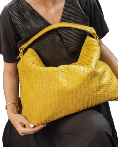 Moncton Women's Woven Yellow Leather Bag