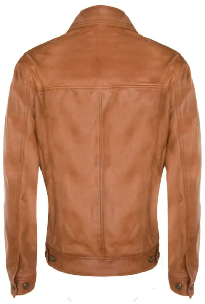 Monett Men's Tan Leather Shirt Jacket